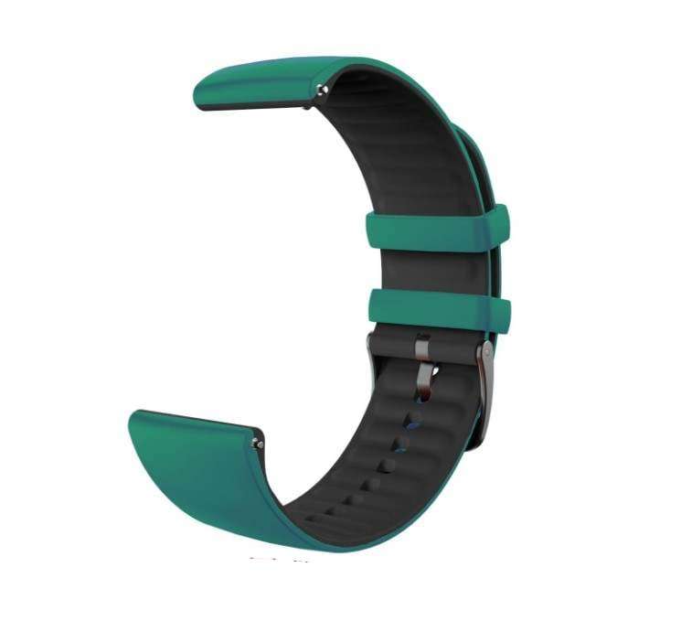 22MM Black/Green Dual Two-Color Silicon Watch Band