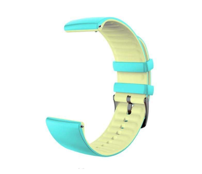 Yellow/Green Dual Two Color Silicon Watch Band - 22 MM