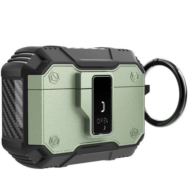 Green Rugged Silicone Armor case for Apple AirPods 3