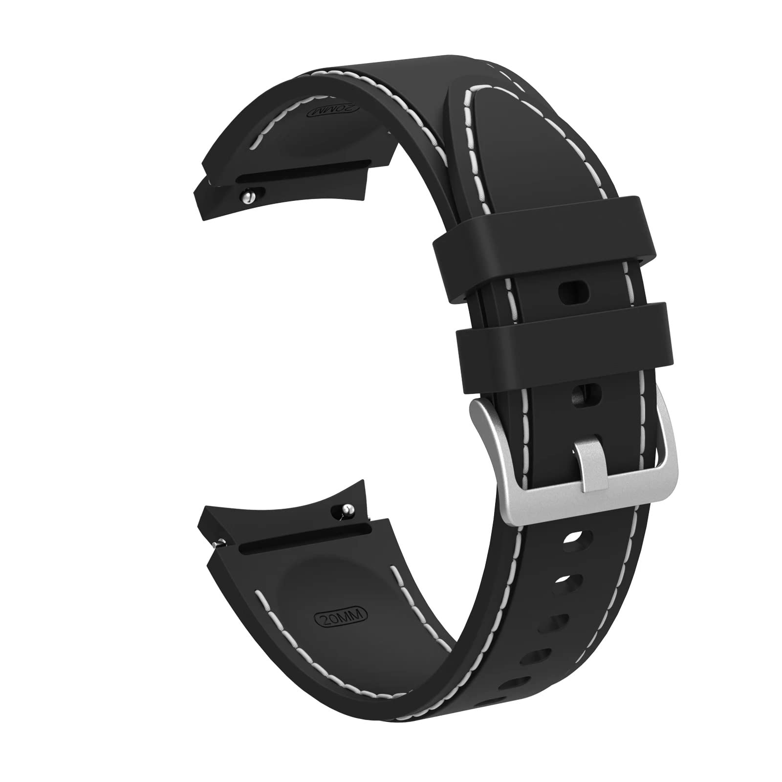 20mm Black / White Silicone straps for Samsung watch 4/5