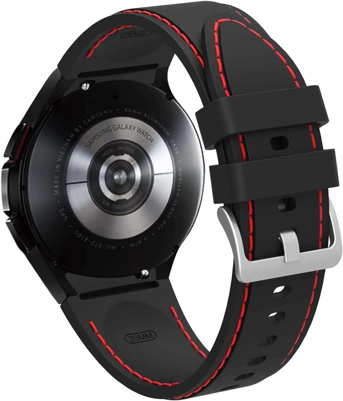 20mm Black / Red Silicone straps for Samsung watch 4/5