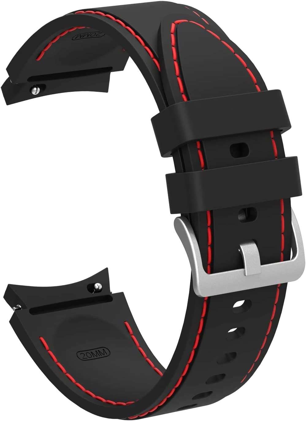 20mm Black / Red Silicone straps for Samsung watch 4/5