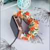 Premium Scrunchy Watch Band - Orange leaf Printed (Watch not Included) (42/44/45/49 [mm])