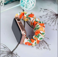 Premium Scrunchy Watch Band - Orange leaf Printed (Watch not Included) (42/44/45/49 [mm])