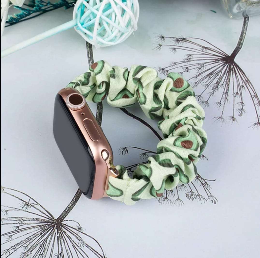42/44/45/49 MM Avocado Printed Premium Scrunchy Bands for Apple Watches