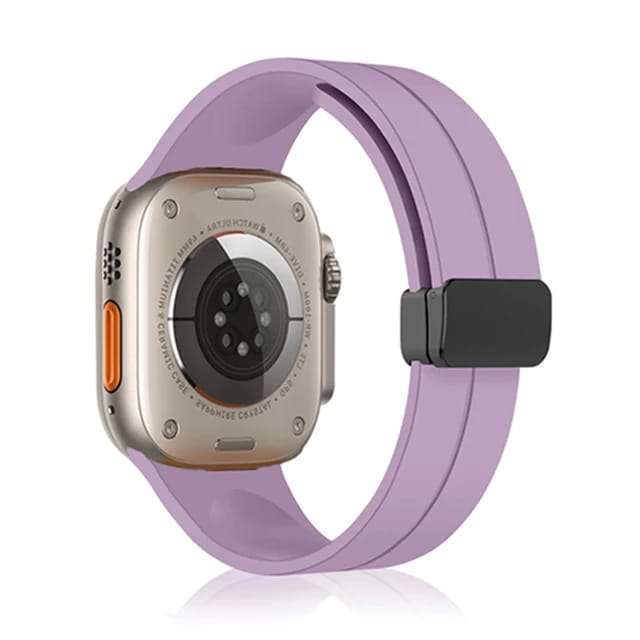 42/44/45/49 MM Light Purple D-Buckle Silicone Magnetic Bands for Apple Watches