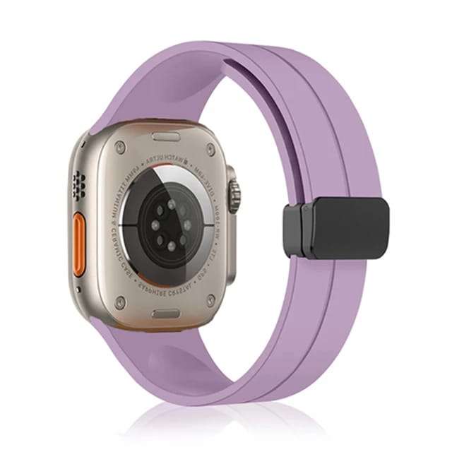 42/44/45/49 MM Light Purple D-Buckle Silicone Magnetic Bands for Apple Watches