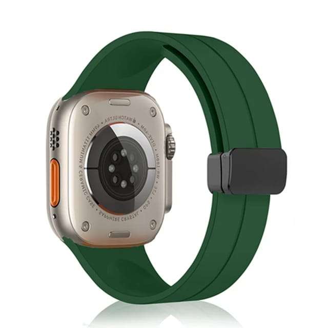42/44/45/49 MM Green D-Buckle Silicone Magnetic Bands for Apple Watches