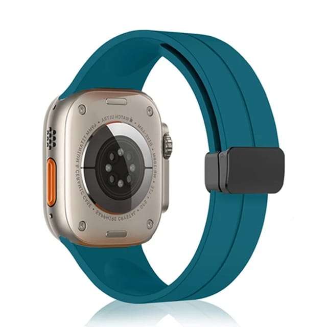 42/44/45/49 MM Ink Blue D-Buckle Silicone Magnetic Bands for Apple Watches