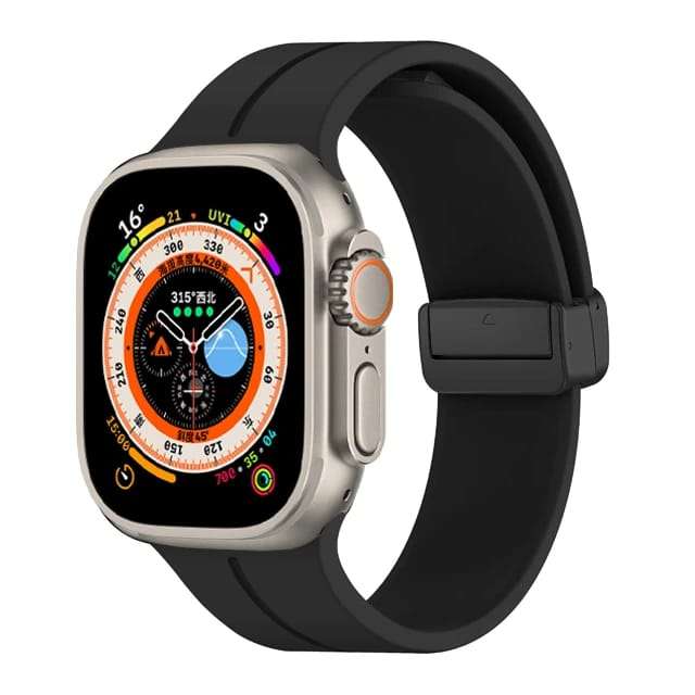 38/40/41 Black D-Buckle Silicone Magnetic Bands