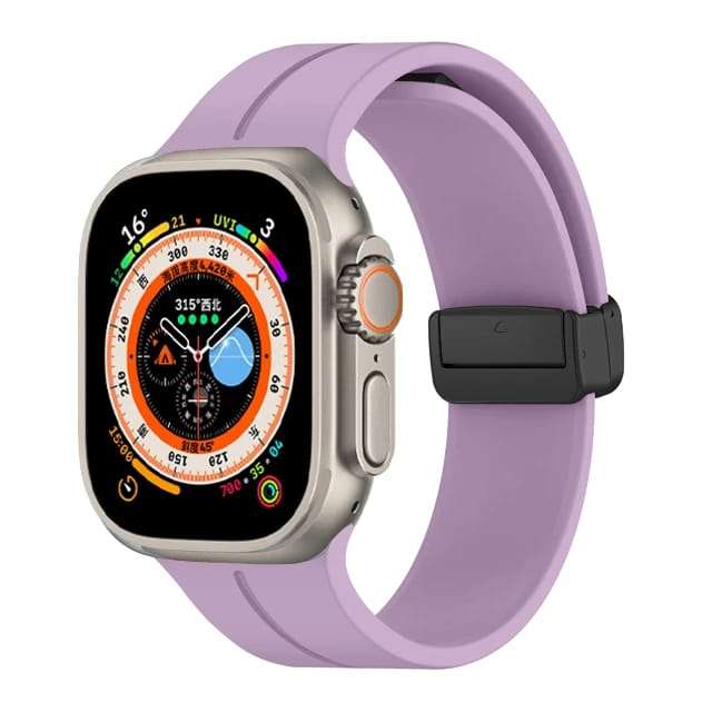 42/44/45/49 MM Light Purple D-Buckle Silicone Magnetic Bands for Apple Watches