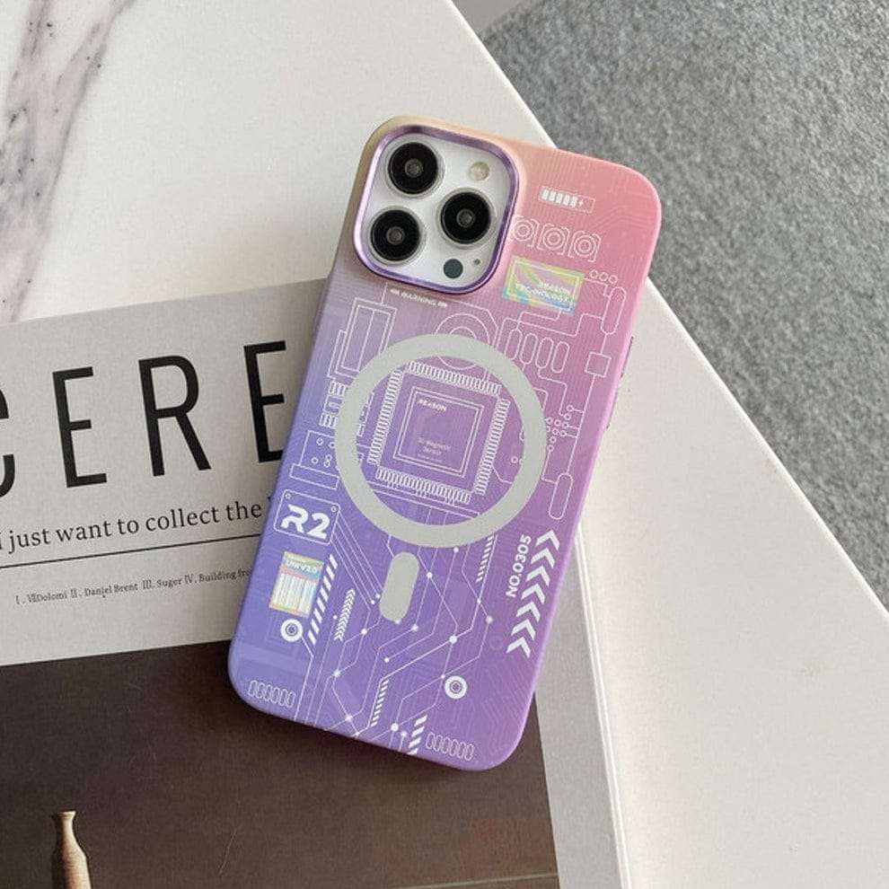 Purple Electric Circuit Board Case for iPhone 13/14 Series