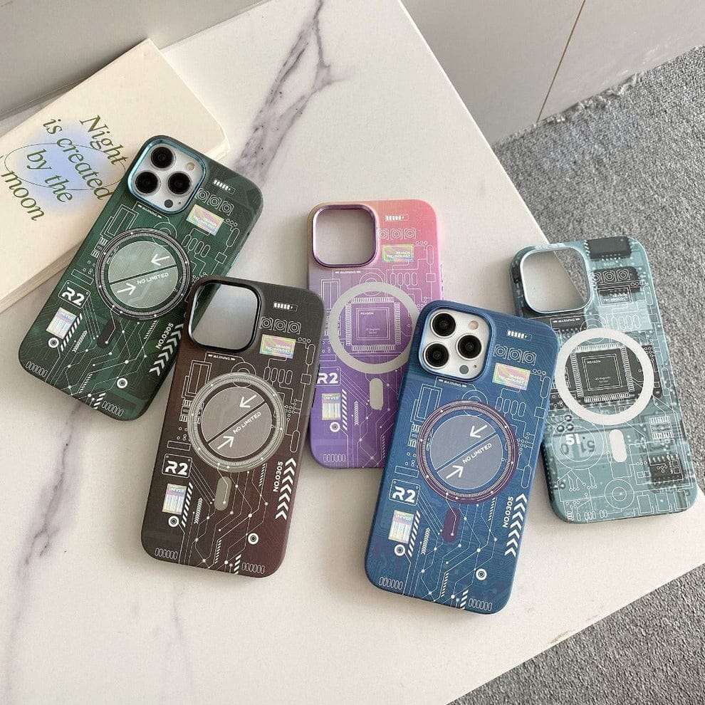 Blue Electric Circuit Board Case for iPhone 13/14 Series