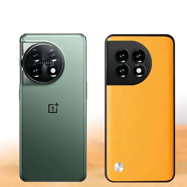 Yellow PU Leather+TPU Slim Back Case for OnePlus 11