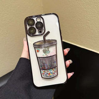 Black Glitter Star cup case for iPhone -11/13/14 Series