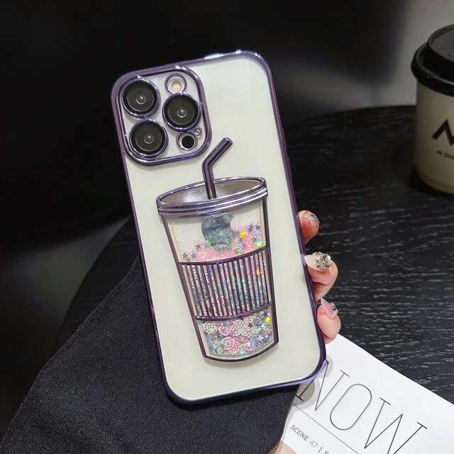 Purple Glitter Star cup case for iPhone 11