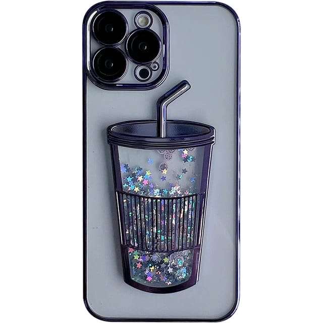 Purple Glitter Star cup case for iPhone -11/13/14 Series