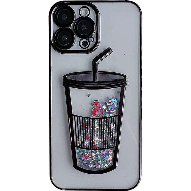 Black Glitter Star cup case for iPhone -11/13/14 Series