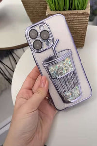 Purple Glitter Star cup case for iPhone 11
