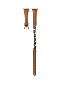 Dark Brown Long Genuine Leather Metal Chain bands for Apple Watches