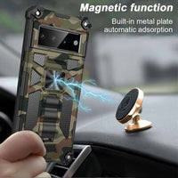 Army Green Camouflage Design Rugged with Kickstand Case for Google Pixel 6A