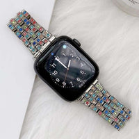 Women Style Watch Band Colored Diamond Strap - Silver (42/44/45 MM)